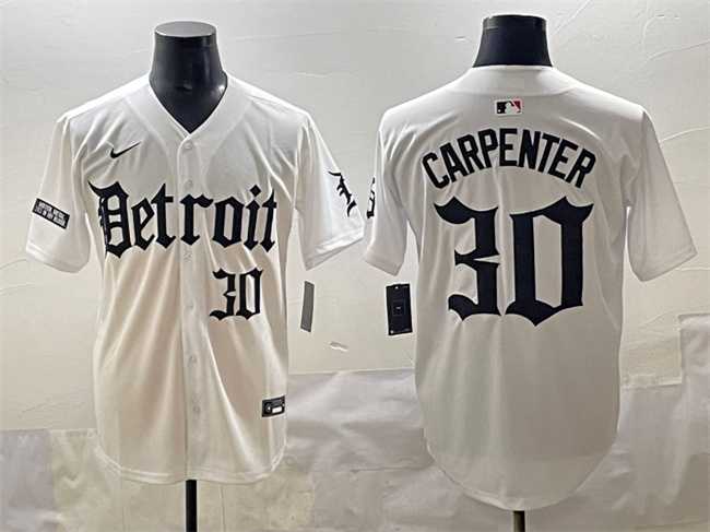 Men%27s Detroit Tigers #30 Kerry Carpenter White Motor Gothic Edition Vapor Premier Limited Stitched Jersey